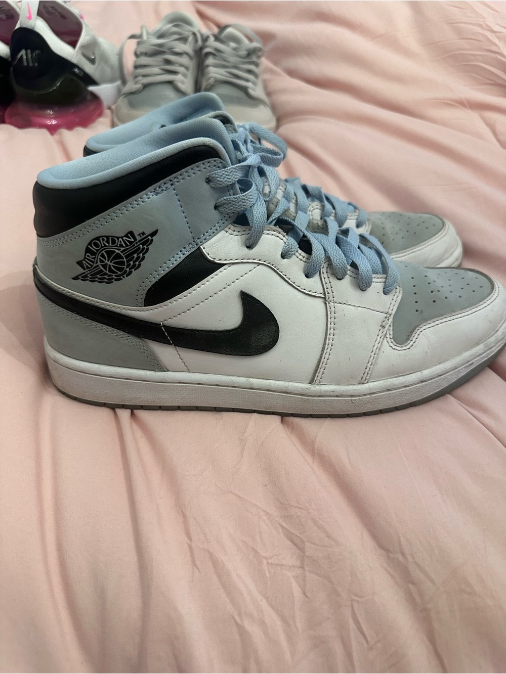 Jordan High-Top Sneakers in Light Blue, White & Black